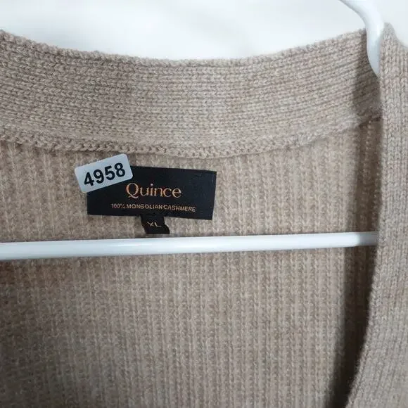 GUC Repaired Quince XL Oatmeal Mongolian Cashmere Fisherman Cropped Cardigan - Picture 10 of 12